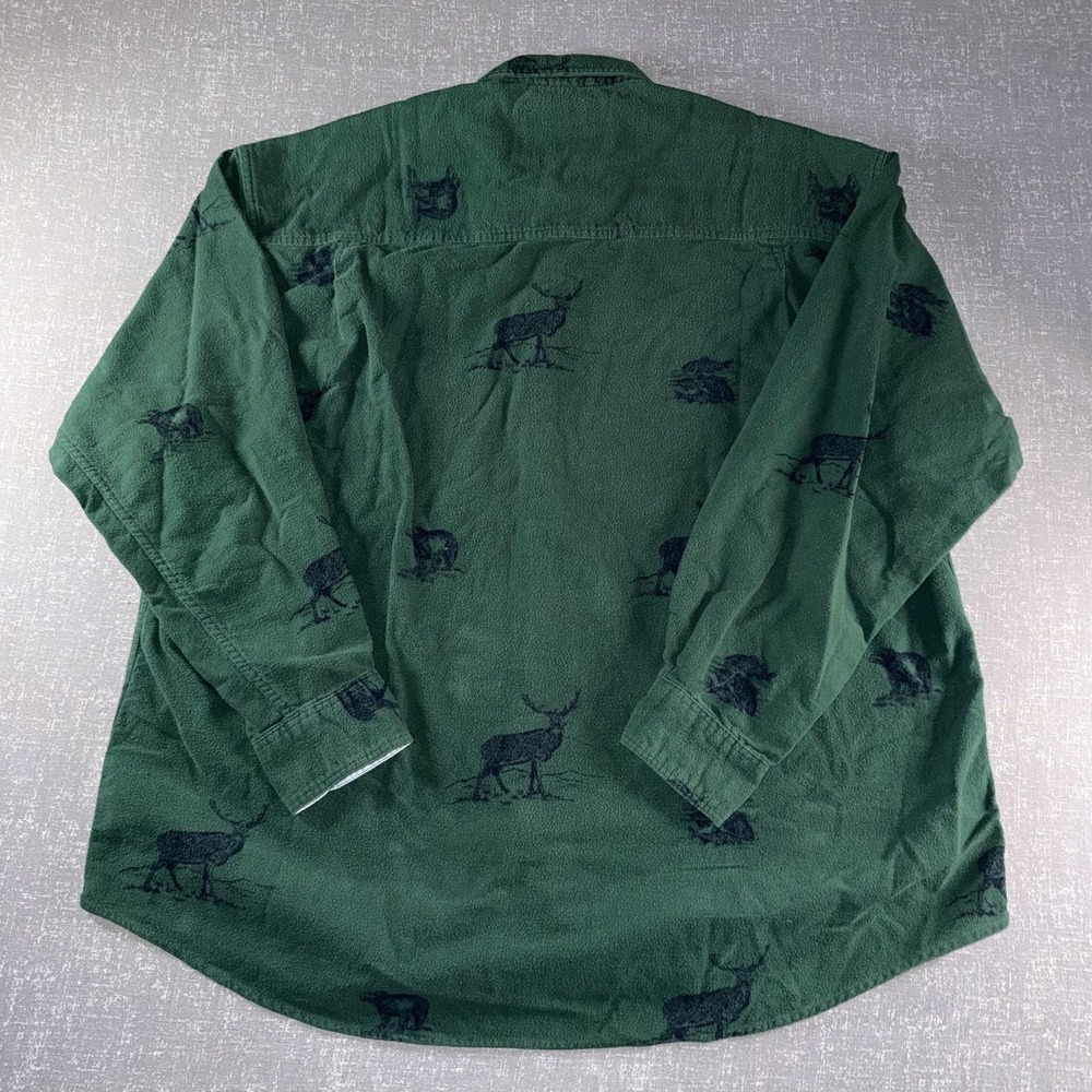 Vintage Gant Rough Weather Shirt Mens XL Green Deer Bear Flannel Hunting Chamois - Picture 9 of 10